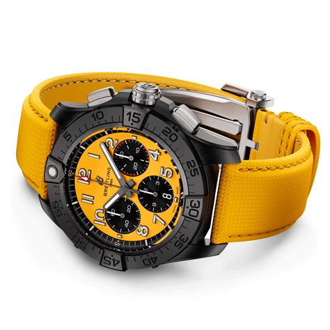 pearl recessed breitling yellow avenger|Breitling chronograph watch.